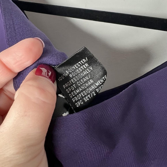 S.L. Fashions Dress Womens 18W Purple Beaded Chiffon Handkerchief Hem Evening - Picture 6 of 12